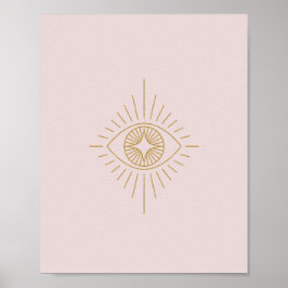 Boho Gold & Pink Diamond Eye Dorm Wand an Wand Kun Poster