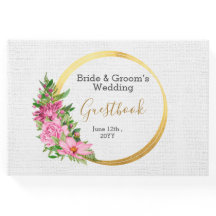 Boho Gold Rose Floral Aquarelle Livre d'or
