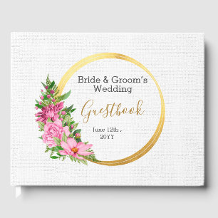 Boho Gold Rose Floral Aquarelle Livre d'or