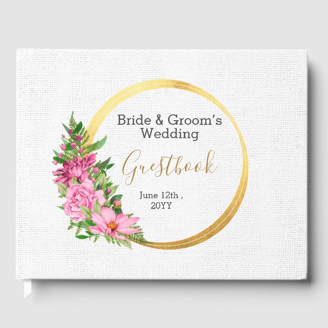 Boho Gold Rose Floral Aquarelle Livre d'or (Recto)