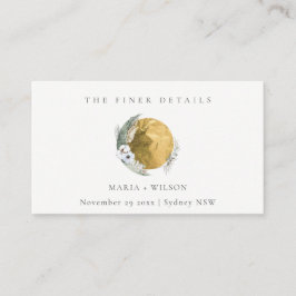 Boho Gold Saga Green Floral Wreath Wedding Website Visitenkarte