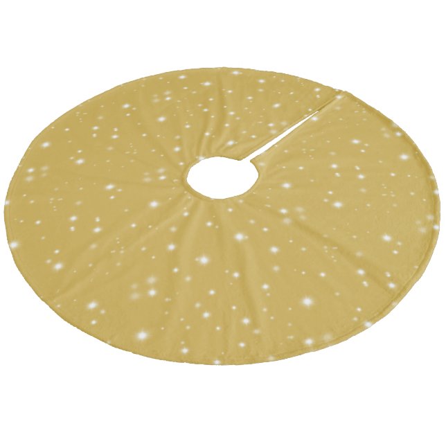 Boho Gold Starlight Fleece Weihnachtsbaumdecke (Schrägansicht)