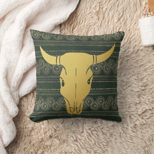 Boho Gold Steer Kissen (Decke)