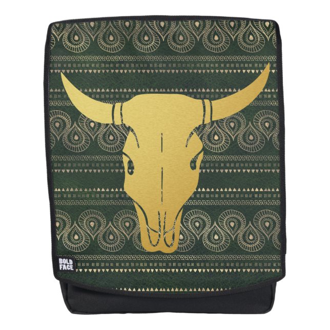Boho Gold Steer Rucksack (Vorderseite)
