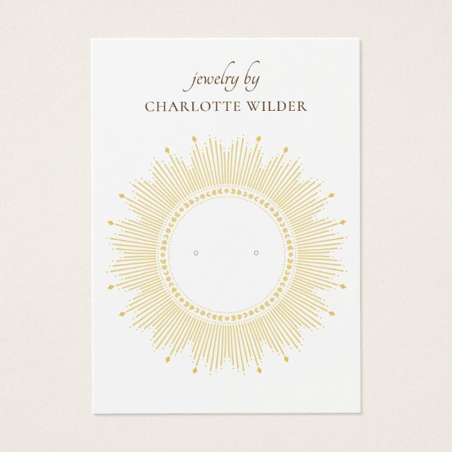 Boho Gold Sunburst Circle Earring Display Card (Vorderseite)