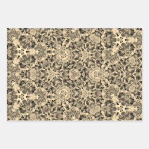 Boho Gold und Grau Geschenkpapier Set