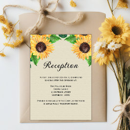Boho Golden Floral Sonnenblumen Hochzeitsempfang Einladung