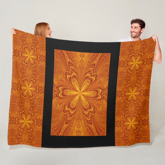 Boho Golden Gold Star Blume Rustikal Fleecedecke (Beispiel)