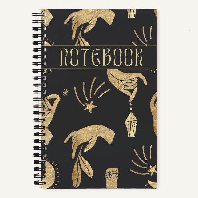 Boho Golden Hands Magical Spiral Notebook Notizbuch (Vorderseite)