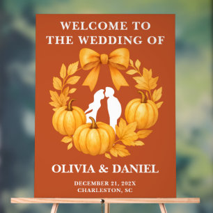 Boho Golden Pumpkin Hochzeit im Herbst Willkommen Acrylschild
