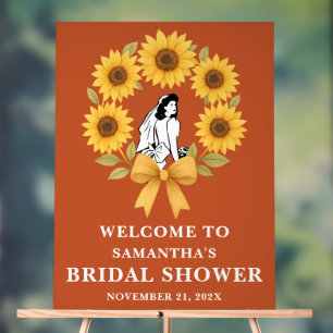 Boho Golden Sunflower Fall Brautparty Willkommen Acrylschild