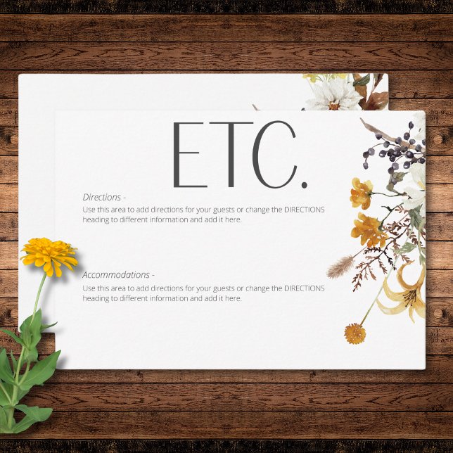 Boho Golden Yellow Meadow Blume Weiße Details Begleitkarte (Boho Golden Yellow Meadow Flowers White Details Enclosure Card)