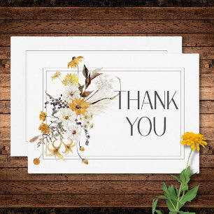 Boho Golden Yellow Meadow Blume White Wedding Dankeskarte