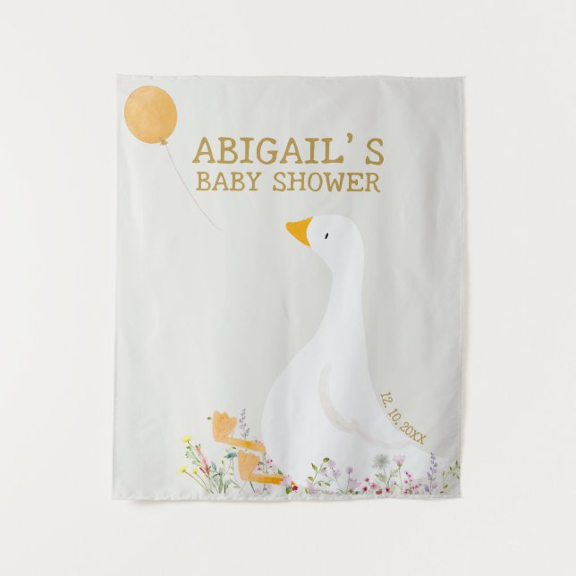 Boho Goose Duck Floral Baby Dusche Willkommen Wandteppich (Vorderseite)