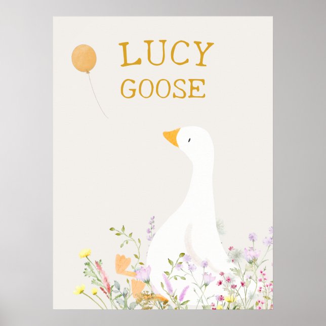 Boho Goose Duck Floral Baby Showwork Poster (Vorne)