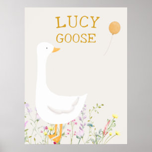 Boho Goose Duck Floral Baby Showwork Poster
