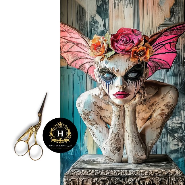 Boho Gothic Gargoyle Floral Crown Butterfly Seidenpapier (Von Creator hochgeladen)