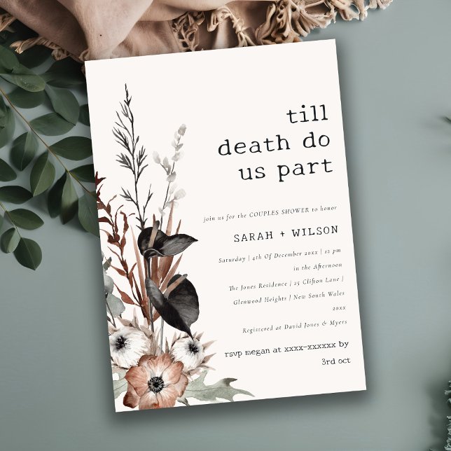 Boho Gothic Rust Black Botanical Couples Dusche Einladung (Von Creator hochgeladen)