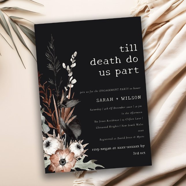 Boho Gothic Rust Black Botanical Verlobung Einladung (Von Creator hochgeladen)