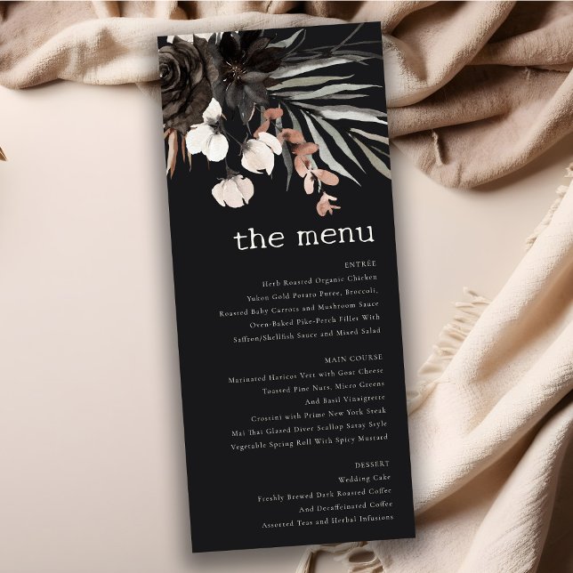Boho Gothic Rust Black Botanical Wedding Menu Card Einladung (Von Creator hochgeladen)