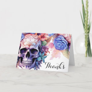 Boho Gothic Skull & Blume Handfastings Dankeskarte
