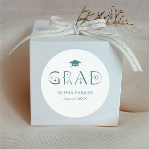 Boho GRAD Typografie Aquamarin Runder Aufkleber