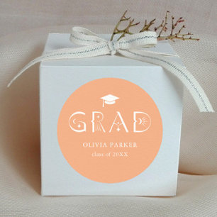 Boho GRAD Typografie Peach Runder Aufkleber