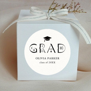 Boho GRAD Typografie White Runder Aufkleber