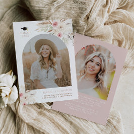 Boho Graduation Faire-part Girl Grad Photo rose