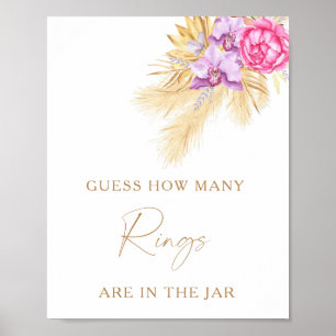 Boho grass - Wie viele Ringe Brautparty Poster