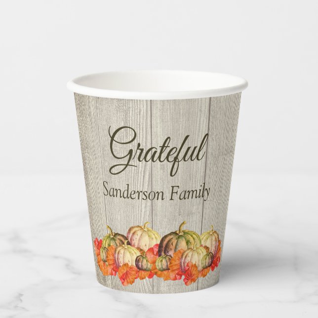Boho Grateful Erntedank Party Fall Pappbecher (Vorderseite)