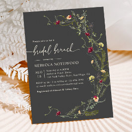 Boho Gray Watercolor Wildblumen Bridal Brunch Einladung