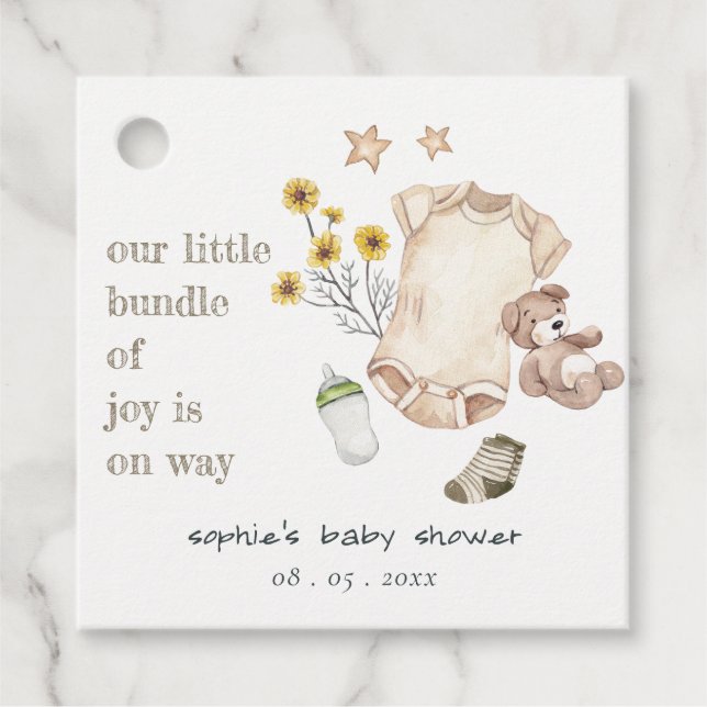 Boho Green Baby Clothes Gender Neutral Baby Shower Geschenkanhänger (Vorderseite)