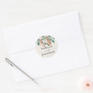 Boho Green Beige Eucalyptus Pampas Wedding Runder Aufkleber