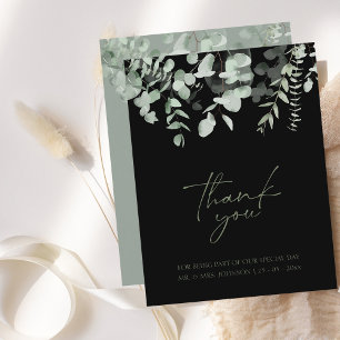 Boho Green Black Eucalyptus Mariage Merci