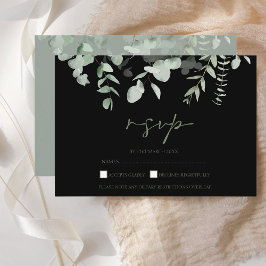 Boho Green Black Eucalyptus Wedding RSVP