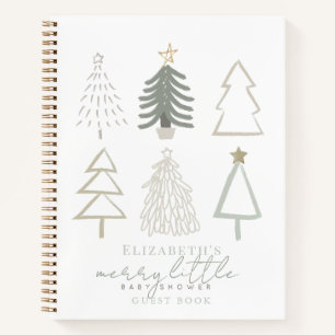 Boho Green Christmas Trees Baby Shower Notizbuch