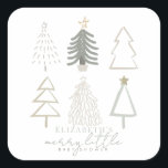 Boho Green Christmas Trees Baby Shower Quadratischer Aufkleber<br><div class="desc">Der Babyduschaufkleber dieses hoteleigenen "fröhlichen kleinen Babyduschs" mit Weihnachtsbäumen in grünen Schattierungen. Personalisieren Sie es für Ihre Bedürfnisse. In meinem Geschäft finden Sie passende Produkte.</div>
