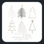 Boho Green Christmas Trees Baby Shower Quadratischer Aufkleber<br><div class="desc">Der Babyduschaufkleber dieses hoteleigenen "fröhlichen kleinen Babyduschs" mit Weihnachtsbäumen in grünen Schattierungen. Personalisieren Sie es für Ihre Bedürfnisse. In meinem Geschäft finden Sie passende Produkte.</div>