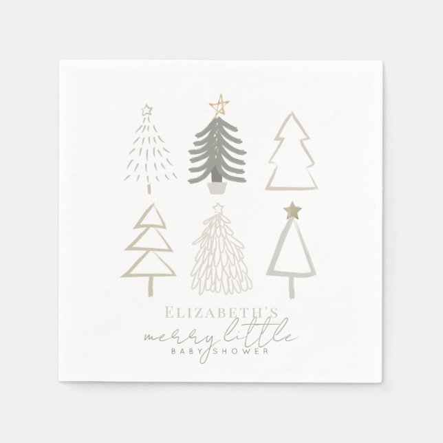 Boho Green Christmas Trees Baby Shower Serviette (Vorderseite)