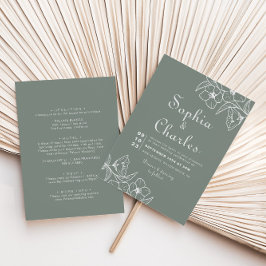 Boho Green Destination Blumenfront Back Wedding Einladung