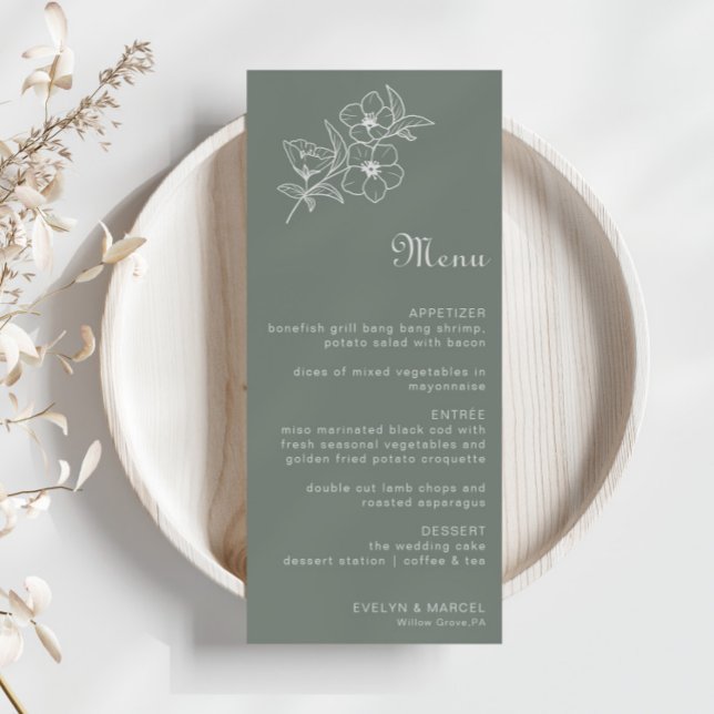 Boho Green Destination Floral Menu Mariage (Créateur téléchargé)
