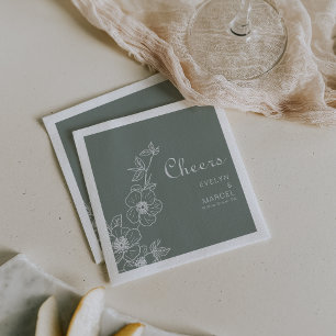 Boho Green Destination Floral Wedding Cheers Serviette