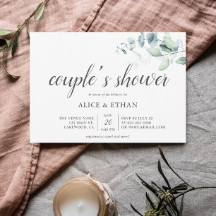 Boho Green Eucalyptus Couples Shower Invitation