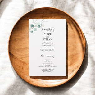 Boho Green Eucalyptus Programme de mariage Feuille