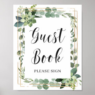 Boho Green Fleurs Succulentes Livre d'or Symbole