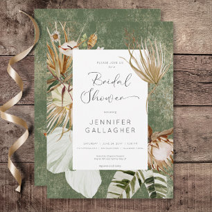 Boho Green Floral Grass Brautparty Einladung