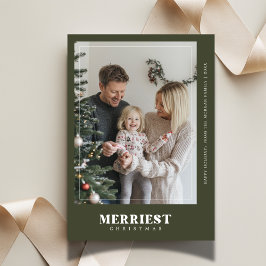 Boho Green Froriest Weihnachts-Weihnachtsfotokarte Feiertagskarte