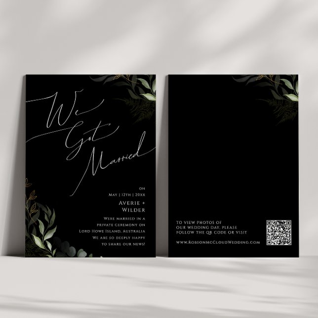 Boho Green Gold | Faire-part Black Elopement (Créateur téléchargé)