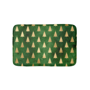 Boho Green Gold Trees Weihnachten Badematte